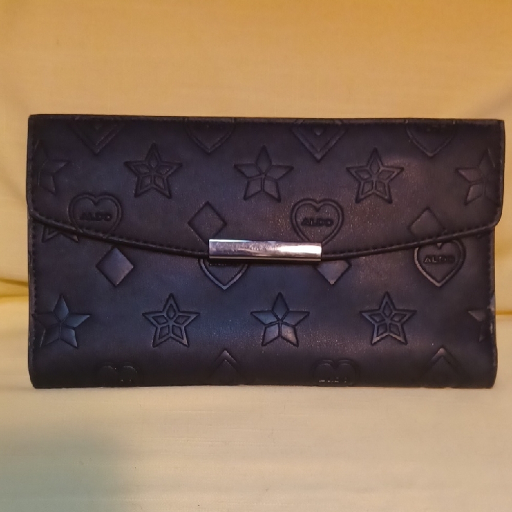 ALDO Black Embossed Star & Heart Evening Bag